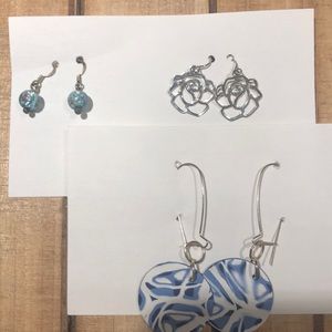 Set of 3 Fashion earrings. Dangle. Good condition. Worn 1 or 2 times